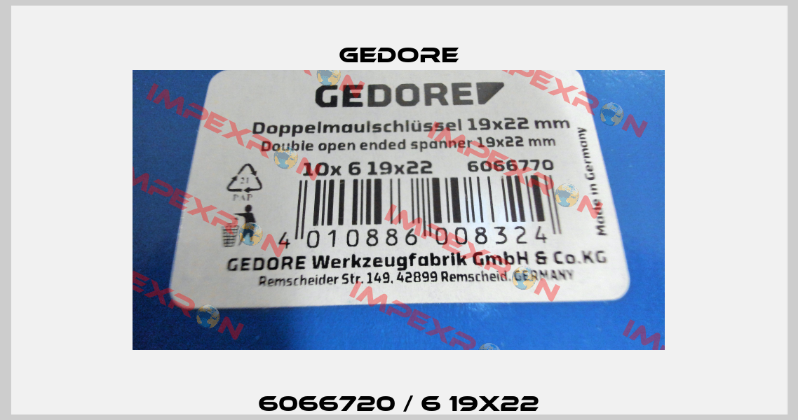 6066720 / 6 19X22 Gedore